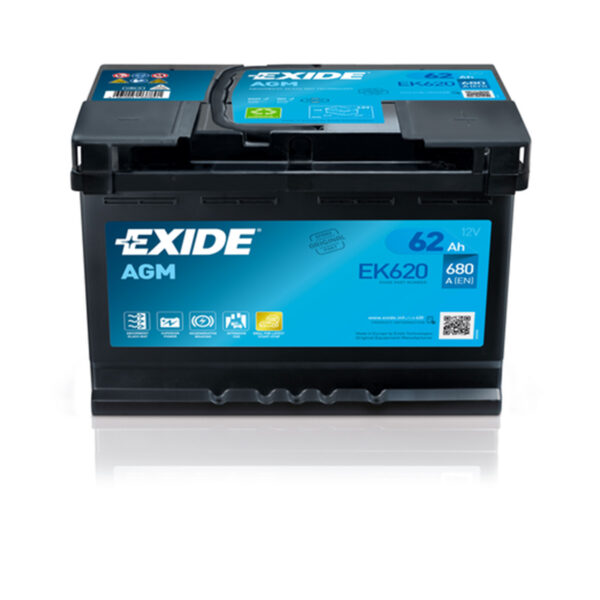 EXIDE AGM Start-Stop Akumulator 12V 62Ah 680A (EK620) desno+